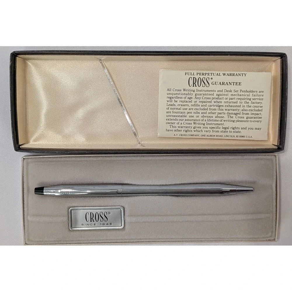 Cross Ballpoint Pen Unisex OS Chrome Excellent Century Classic 3502 Vintage Box